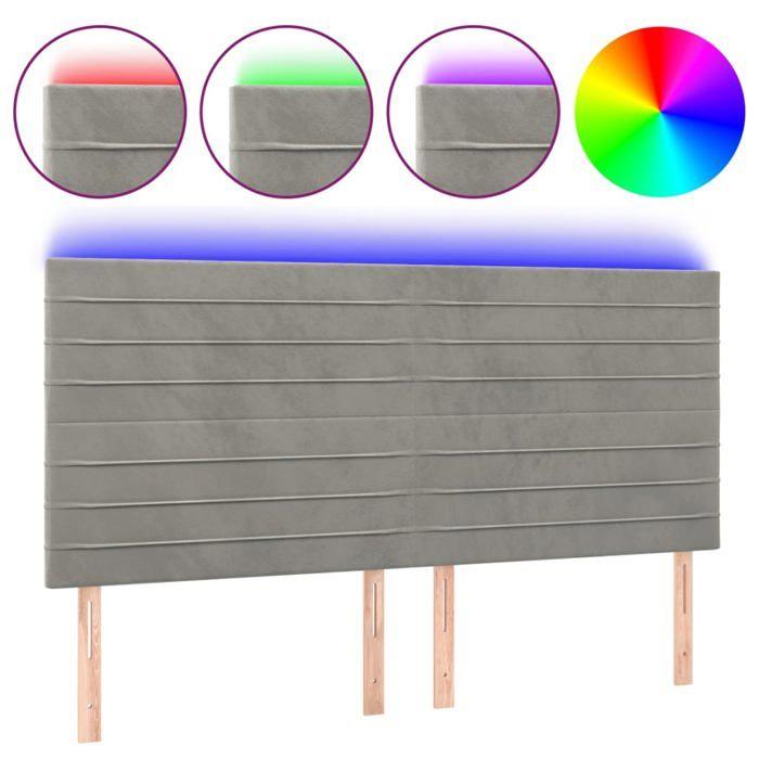 VidaXL Tête de Lit à LED Meuble de Chambre à Coucher Accessoire de Lit Double Tête de Cadre de Lit Intérieur Gris Clair 3122630