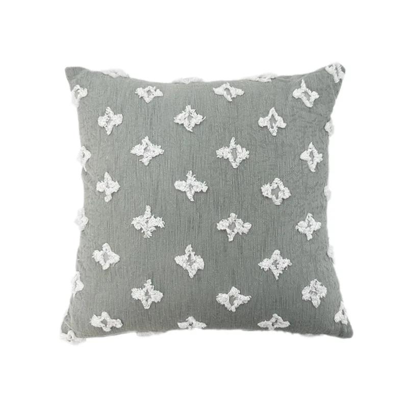 

INS Embroidery Pillow Cover Decorative Pillow Case for Sofa Fashion Retro Flower Cushion Cover for Bed Chair Home Decoration 45x45CM серый