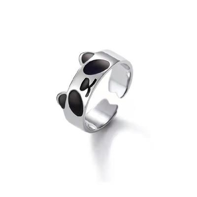 Fashion Animal Jewelry Adjustable Size Cute Panda Ring Stacking Open Ring Girl