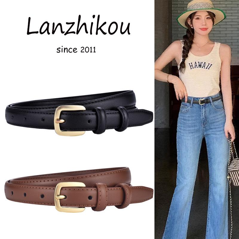 Belt Women'S Leather Simple High-End Thin Belt Women'S Black Decorative Jeans With Summer Tide