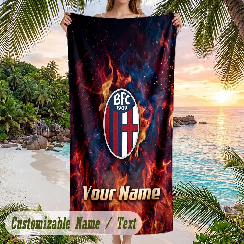 Beach Towel Bologna FC Print Custom Name Text Soft Towel for Swimming Pool