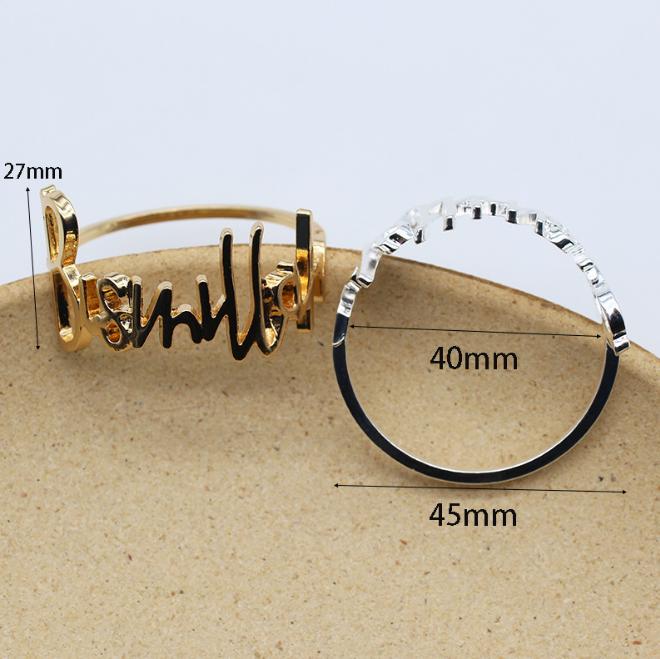 6pcs/bag Hotel Banquet Creative Letter Style Napkin Ring Wedding Restaurant Metal Table Decoration Accessories