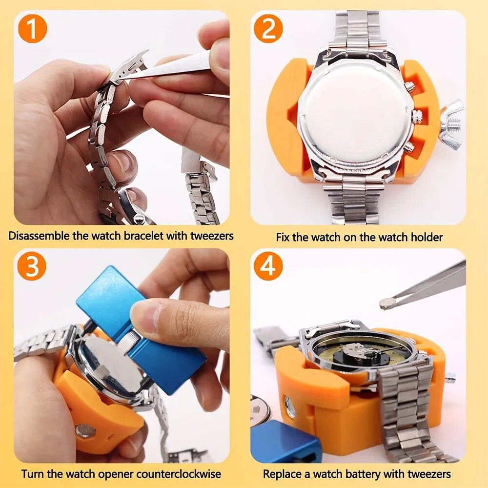 1Set 3 In 1 Repair Tool Set Watch Back Remover Tool Adjustable Opener Back Case Remover Watch Case Back Opener