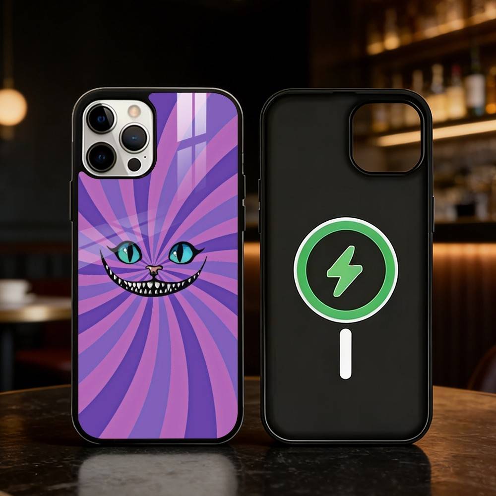 C-Cheshire Cat Cool Eye Alice Phone Case For iPhone 17 16 15 14 13 12 Pro Max Plus for Mirror Wireless Magnetic Cover