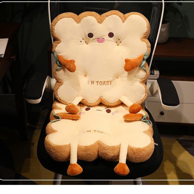 Winter Warm Toast Bread Plush Chair Cushion and Backrest
