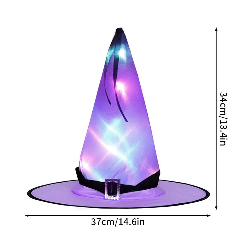 Chapéu de Bruxa LED Decoração Halloweeen Exterior Chapéu LED Bruxa Cosplay Dia dos Mortos Mexicano Festa Bola Mago Cosplay Para