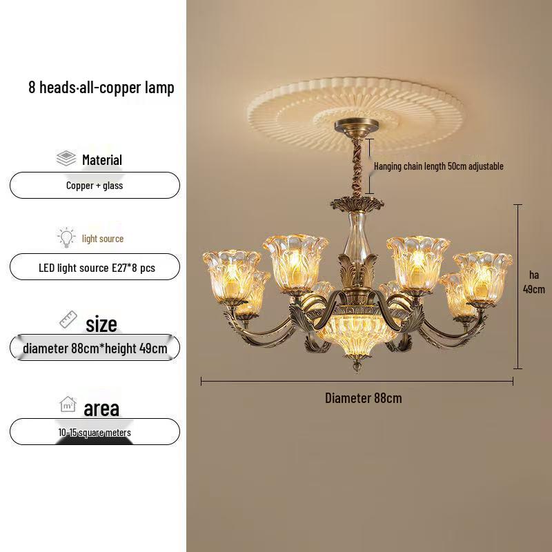 Modern Minimalist Copper Chandelier for Living Room, Restaurant, and Bedroom