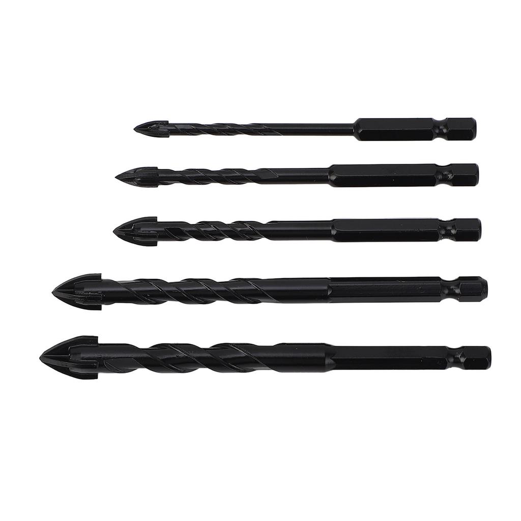 5PCS Set Masonry Drill Bits Cemented Carbide 1/4 Inch Hex Shank Professional Concrete Drill Bits Type 1/2