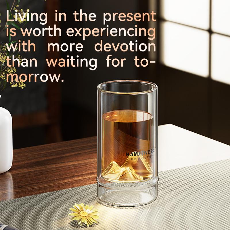 KAMJOVE Glass Milk Cup Heat Resistant Double Wall Glass Cup 275ml Transparent Water Cup High Borosilicate Glass Juice Tea Cup