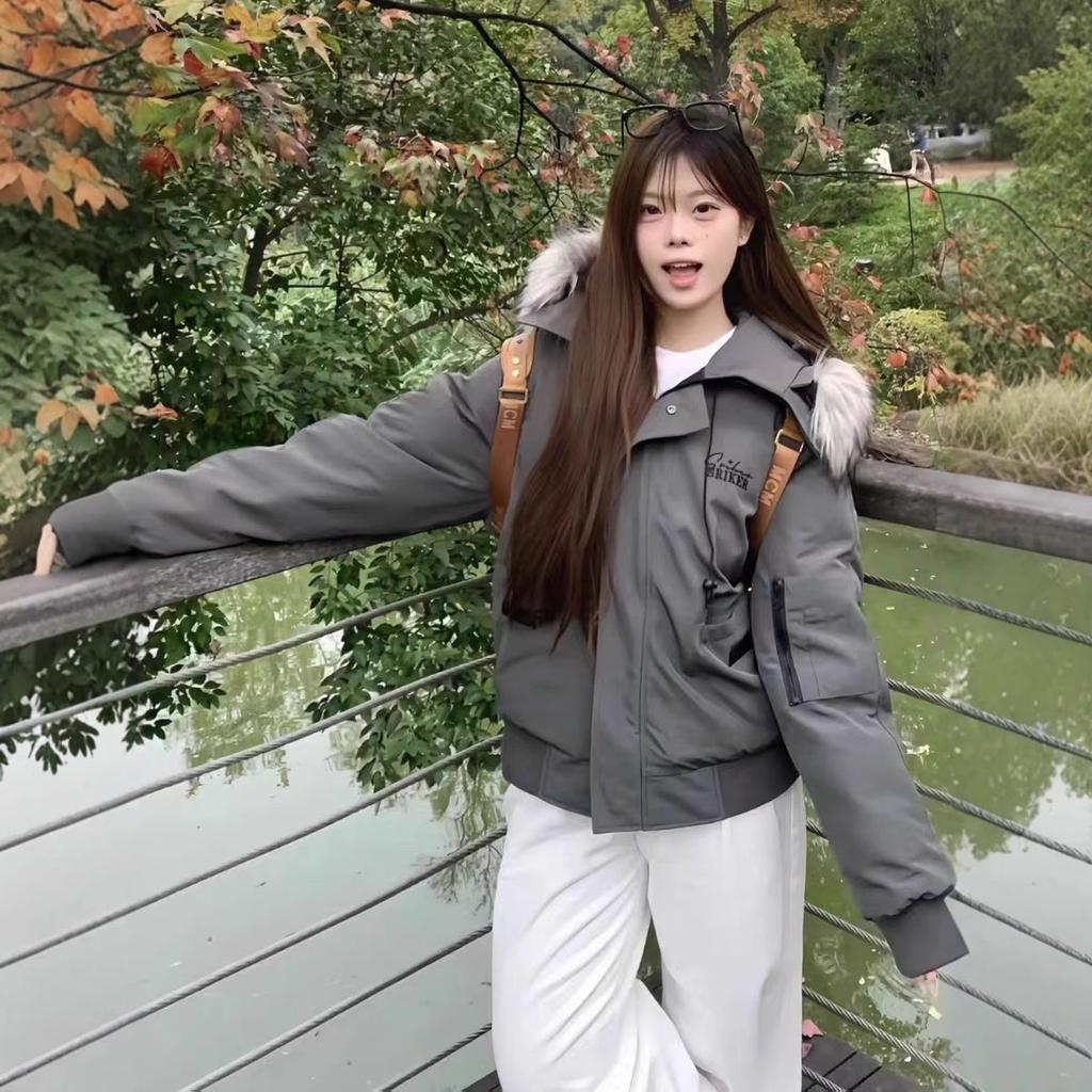 Retro Fur Collar Tooling Loose To Overcome Down Cotton-padded Jacket New Hooded Winter Cotton-padded Jacket.