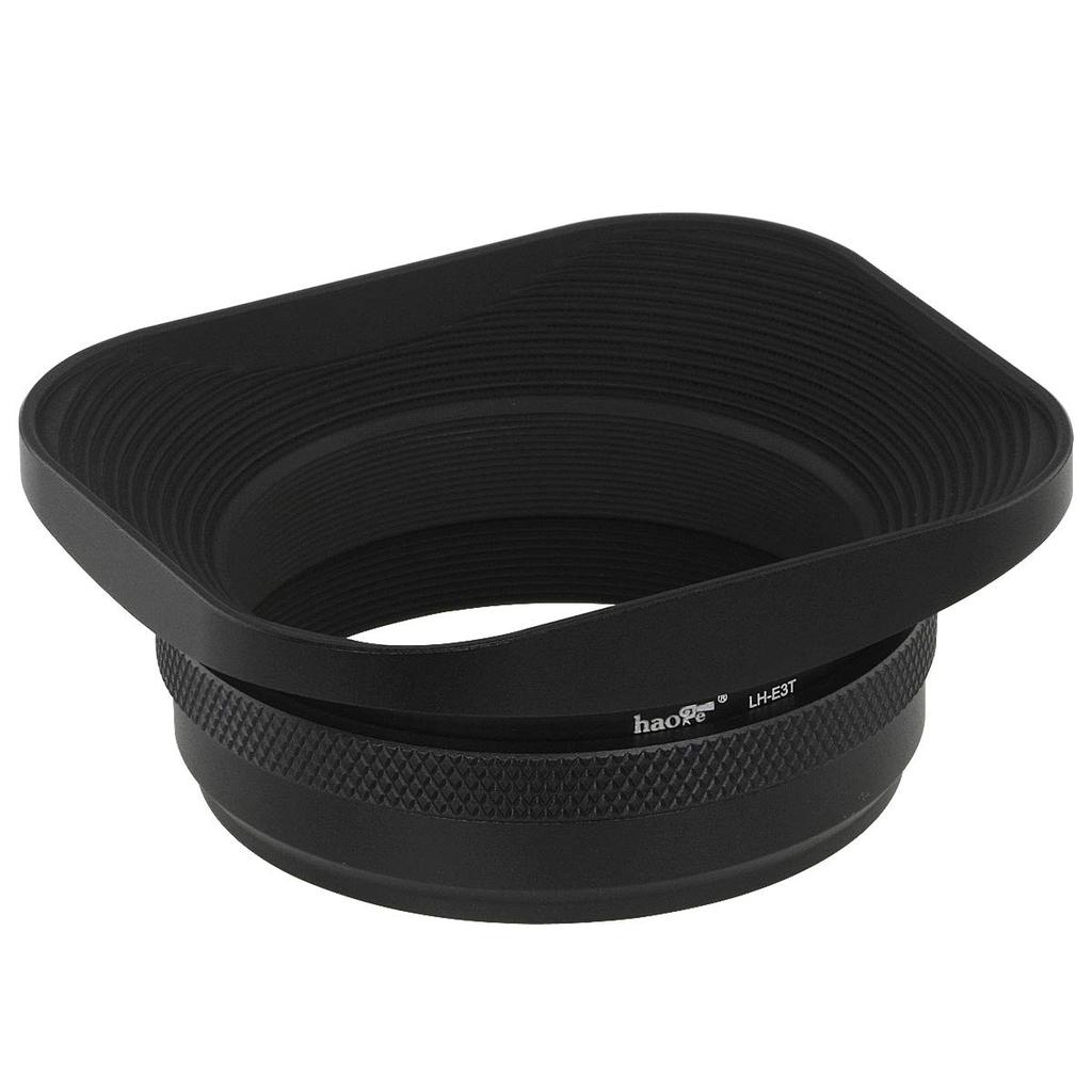 Haoge LH-E3T Square Metal Lens Hood with 49mm Adapter Ring for Fujifilm FinePix X100, X100S, X100T, X70, X100F, and X100V Cameras, Black