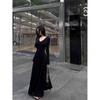 Black Slim-Fit Knitted Long-Sleeve Dress - Women's Spring/Autumn Trend