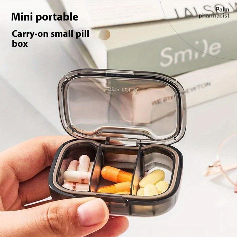 1pc 3-Compartment Waterproof Pill Organizer Box Portable Mini Plastic Medicine Case Dustproof Compact Storage