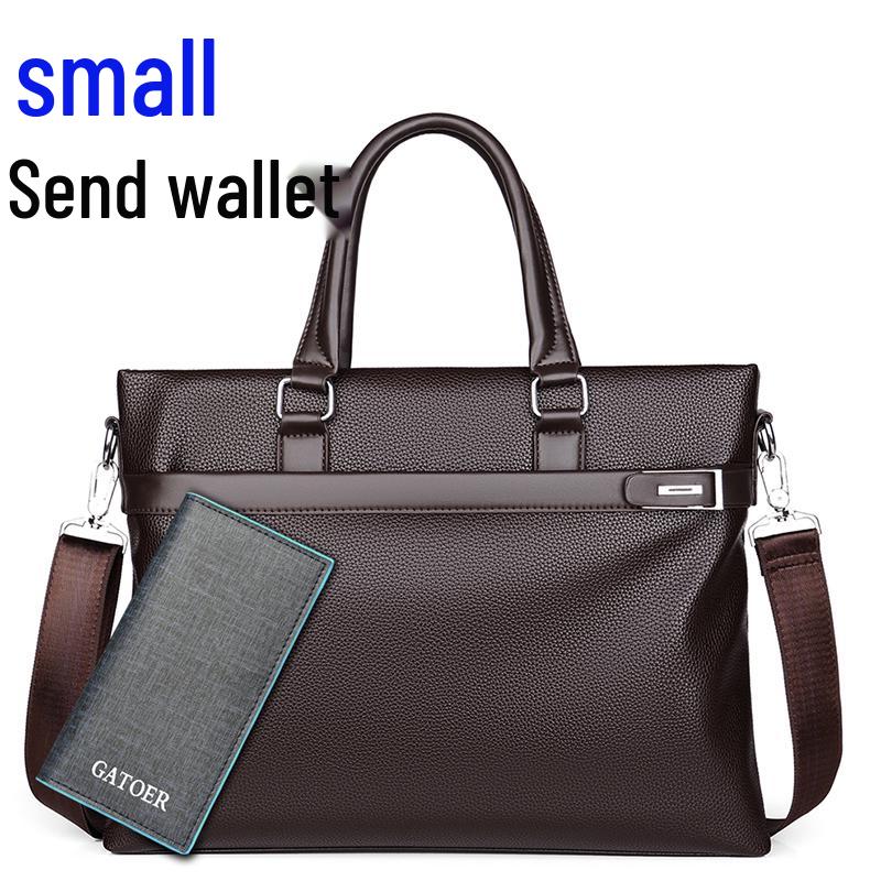 Men's Large Capacity Soft Leather Business Briefcase - A4 Shoulder and Crossbody Computer Bag