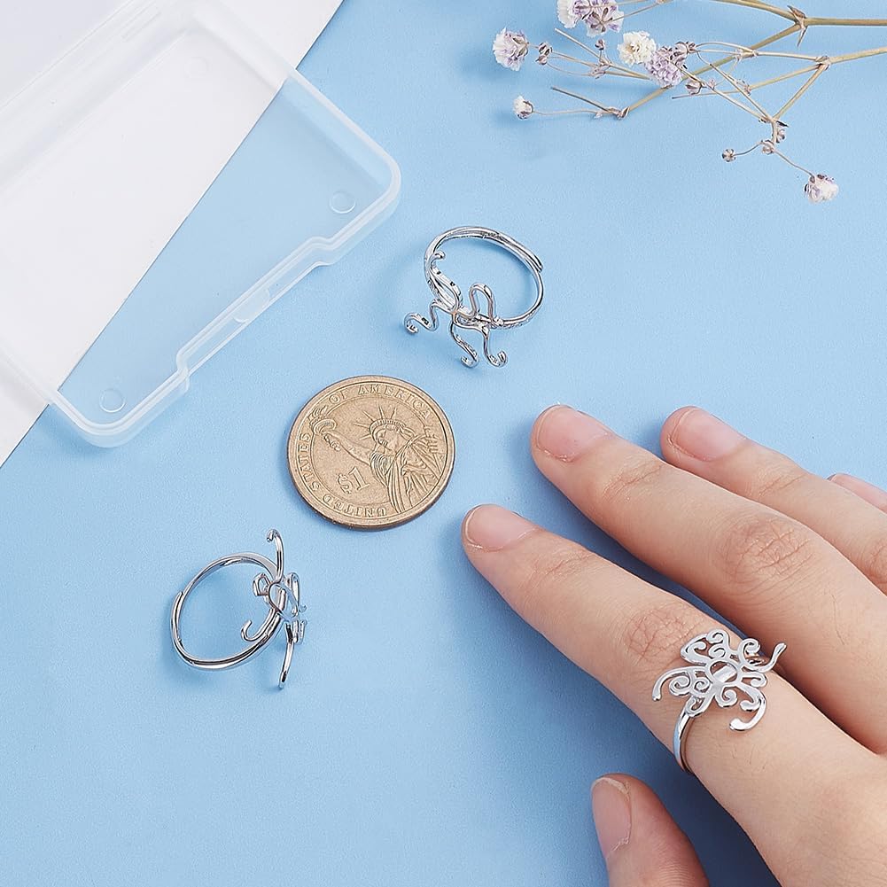 PH PandaHall 6PCS Claw Ring Blank, 3 Style Adjustable Ring Blank Ring Base Setting Twist Wrap Finger Rings for Irregular Gemstone Setting Handmade