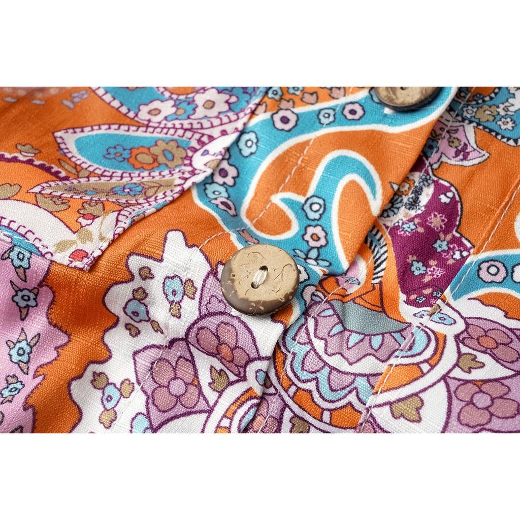 Summer Ethnic Print Short Sleeve Shorts Romper Women's Casual Outfit European American Style Crossborder Women Apparel