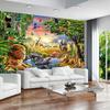 Rainbow Sky Forest 3d Wallpaper Animal Elephant Lion Mural Living Room Bedroom Wall Murals Home Decor