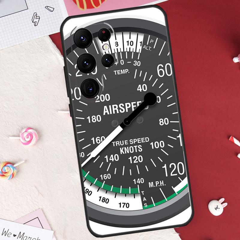 Cockpit-Schutzhülle mit Fluginstrumenten-Motiv für Samsung Galaxy S24 FE, S20 FE, S21, S22, S23, S25, S26 Ultra, S10 Plus, S25 FE