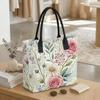  Floral Print Tote Bag Casual Large Capacity Shoulder Handbag for Daily Use