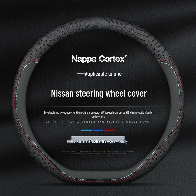 Genuine Leather Steering Wheel Cover for Nissan Sylphy, Sunny, Qashqai, Teana, Tiida, Kicks, Livina, X-Trail
