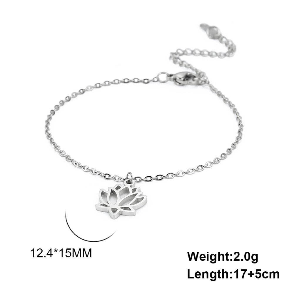 Cazador Gold Color Lotus Charm Bracelet for Women Aesthetic Flower Stainless Steel Chain Bracelet on Hand Jewelry Gift Wholesale