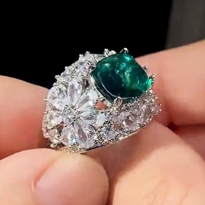 

CAOSHI Shiny Green CZ Vintage Style Rings for Women Luxury Party Zircon Delicate Exquisite Design Finger Rings Accessories Gift 6