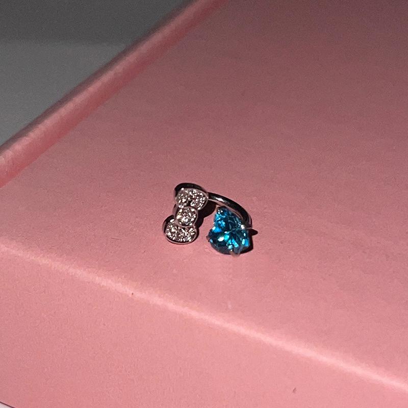 

Милый бантик, сердце любви, нержавеющая сталь 316L, кольцевой гвоздик для козелка уха, модная деликатная серьга с цирконом для женщин, Y2K панк-украшение