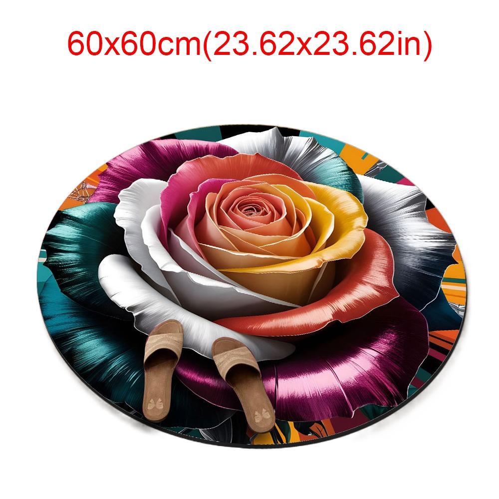 

Non-slip Peony Floor Mat Special-shaped Bathroom Floor Mat for Living Room Tea Table Bedside