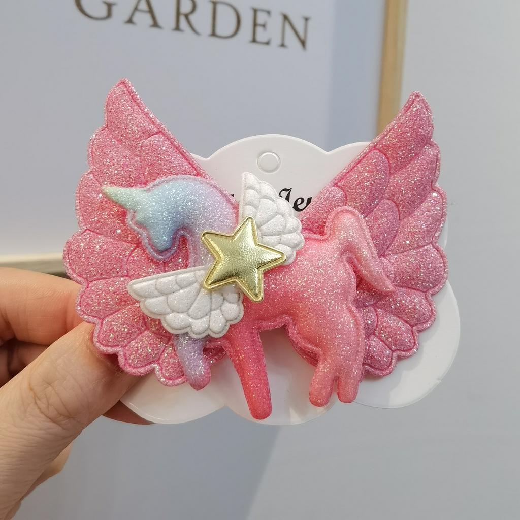 Clip para el pelo de unicornio con alas de ángel Accesorios para el pelo para niños Clip para el pelo de unicornio Clip lateral Clip para la parte posterior de la cabeza