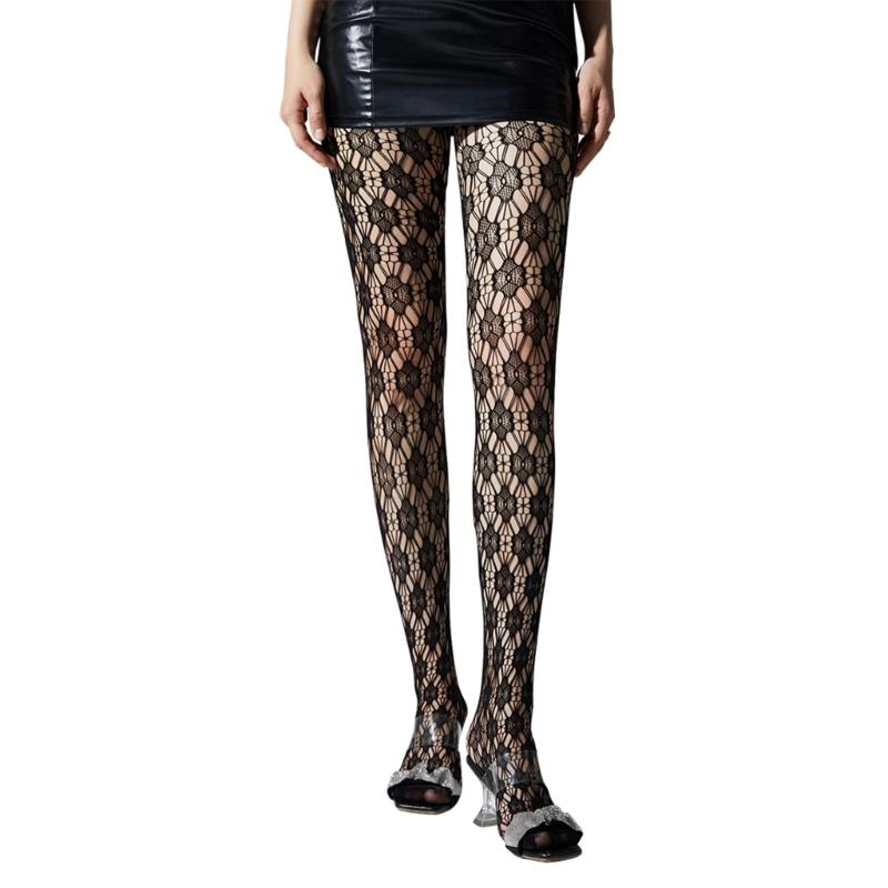 Women Lace Patterned Tights Fishnet Stockings Pantyhose Patterned Net Stockings Pantyhose for Raves Party Club Costumes