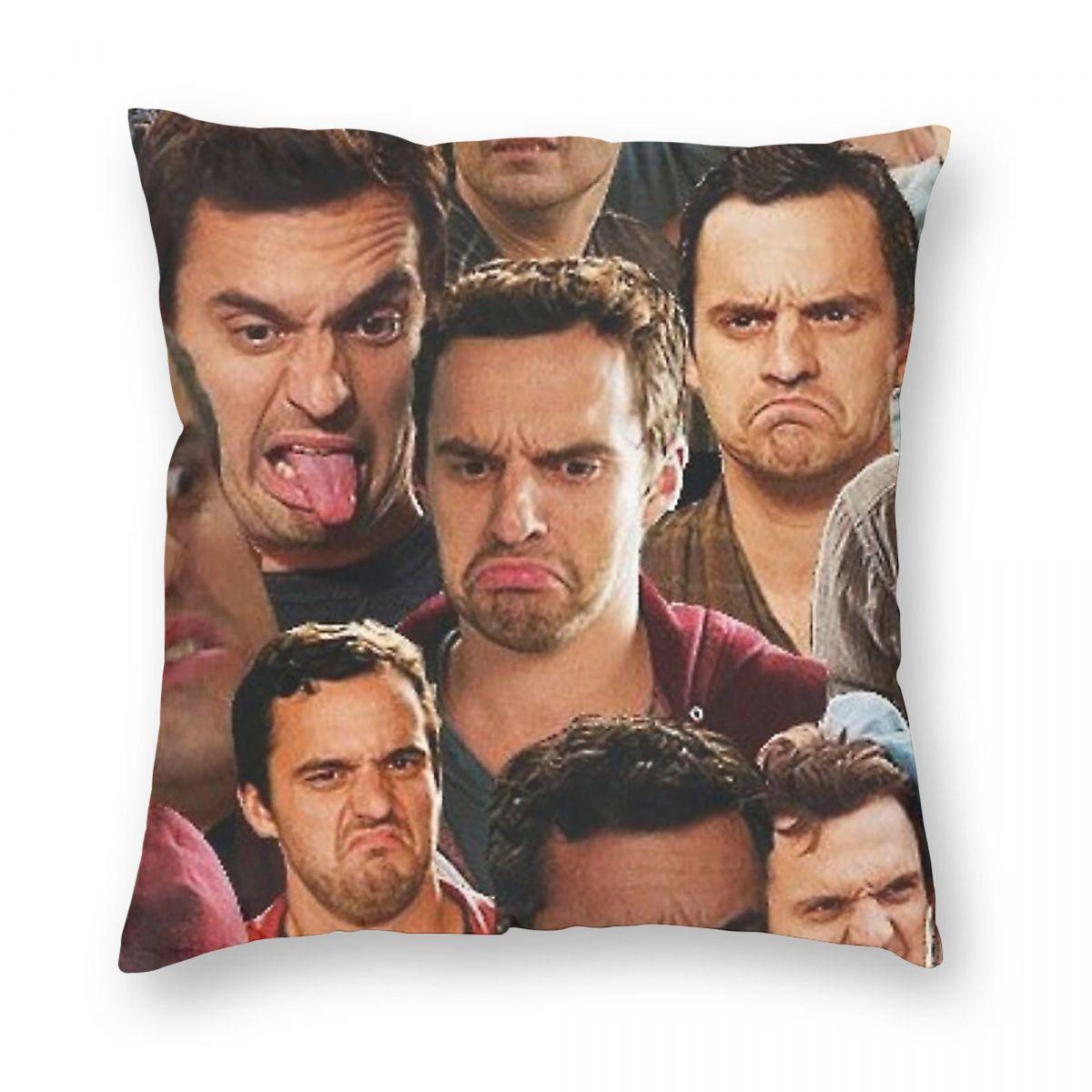 New Girl Nick Miller Pillowcase Polyester Linen Velvet Creative Decorative Throw Pillow Case Sofa Cushion Cover 45X45 Peach skin 18*18(CM)-1Pcs
