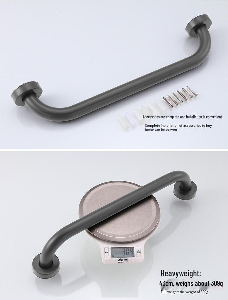 Gunmetal Grey Stainless Steel Anti-Slip Corner Grab Bar for Elderly