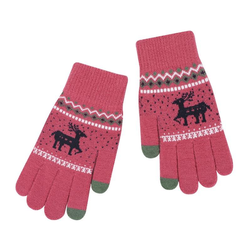 Iwarm love warm Christmas deer wool plush gloves couple autumn and winter knitted warm touch screen gloves women