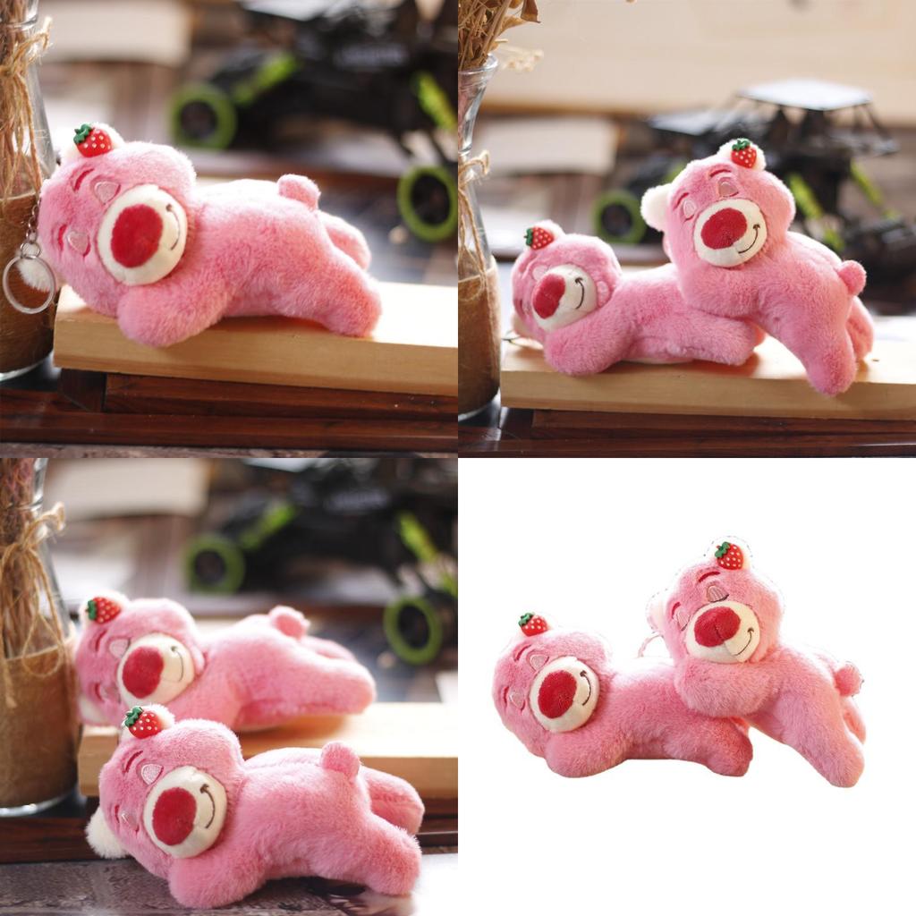 Adorable Pink Bear Plush Keychain Cute Stuffed Animal With Soft Short Plush