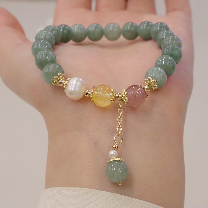 Jade Crystal Bracelet Hand Jewelry Pearl Strawberry Crystal Bangles Women Fashion Jewelry accessories Gift