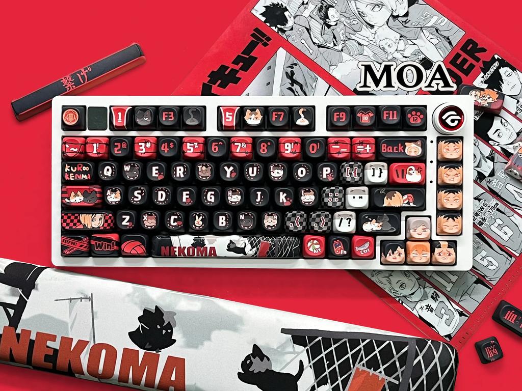 Haikyuu Keycaps Custom MOA SOA OEM Profile Point Keycap Cute Anime Graffiti Fly High Key Cap Artisan Gaming Mechanical Keyboard