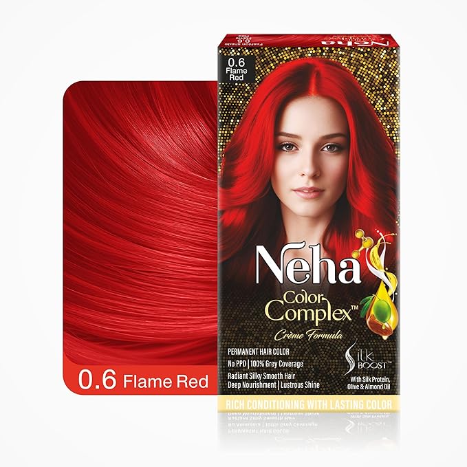 

Neha Color Complex Стойкая краска для волос Мини-упаковка, Огненно-красный, Без PPD, Краситель 30 мл + Проявитель 30 г, Саше с кондиционером (6ml)