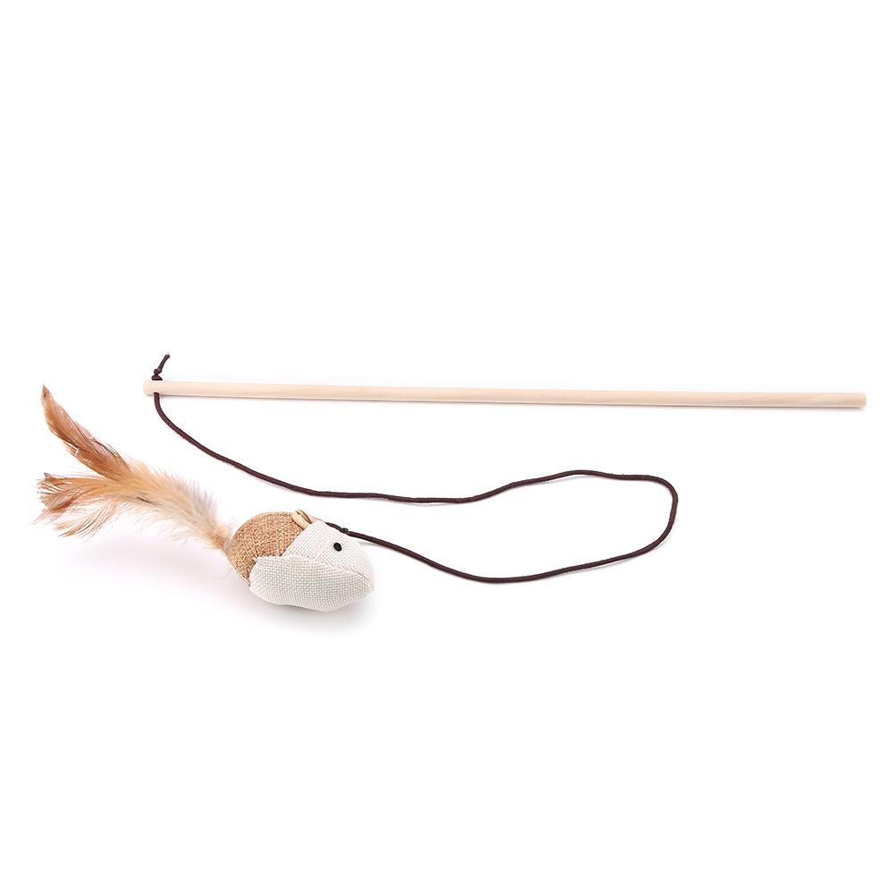 Pet Cat Toy Linen Rat Bird Cat Interactive Catcher Wand Toy (Rat)
