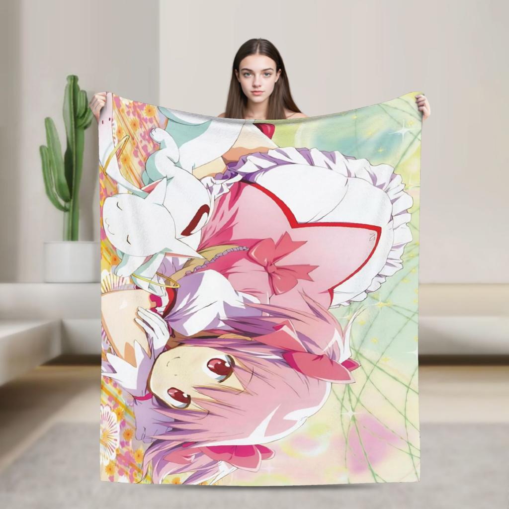 Puella Magi Madoka Magica Blanket Anime Flannel Awesome Soft Throw Blanket for Bedding Lounge Decoration