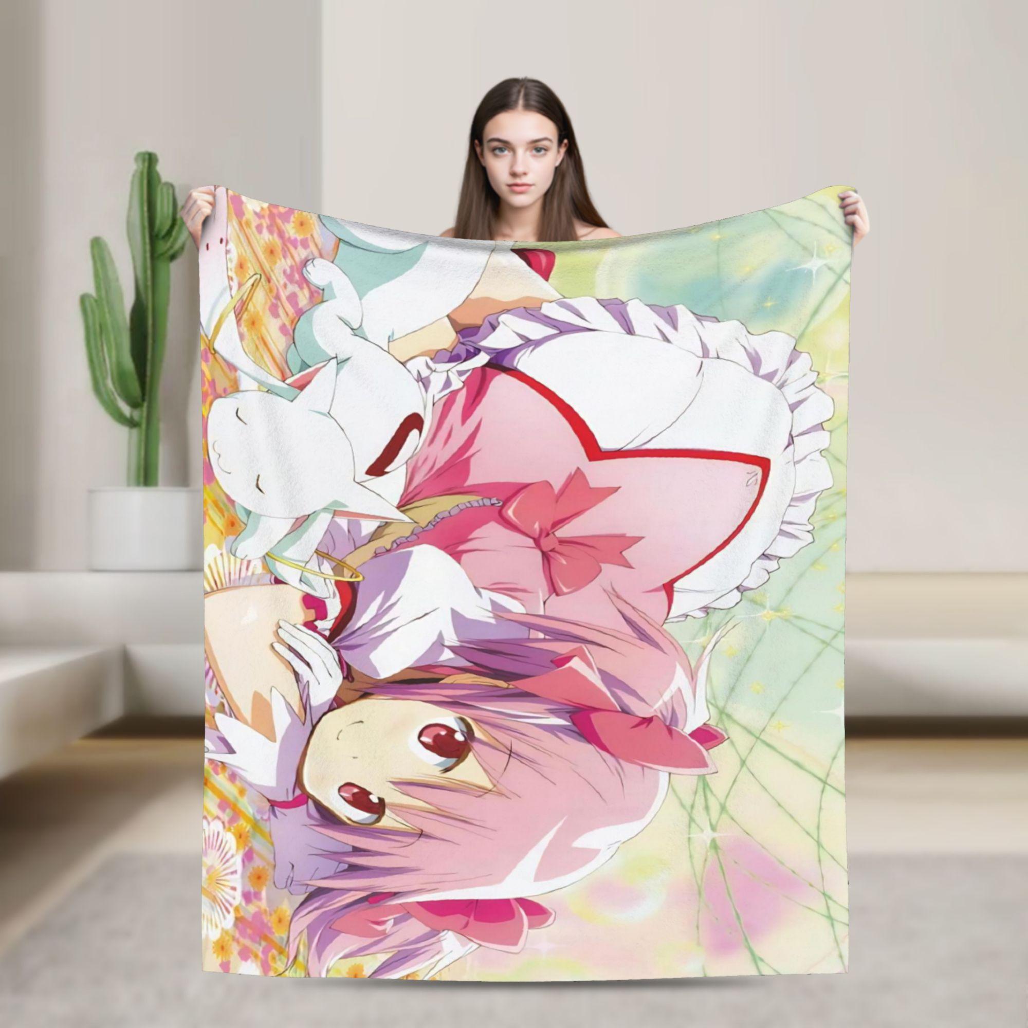 

Puella Magi Madoka Magica Blanket Anime Flannel Awesome Soft Throw Blanket for Bedding Lounge Decoration 200x150cm 80x60in
