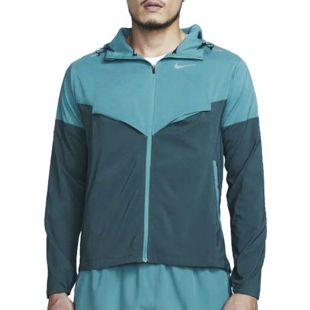 Nike Logo Print Colorblock Long Sleeve Hooded Sun Protection Jacket Men Jacket Green CZ9071-379