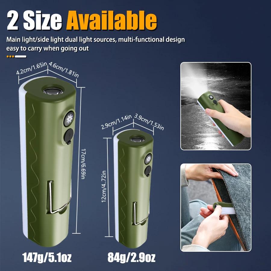 Powerful LED Handheld Flashlight USB C Rechargeable Torch RGB Camping Atmosphere Light Outdoor Emergency Long lasting Flashlight
