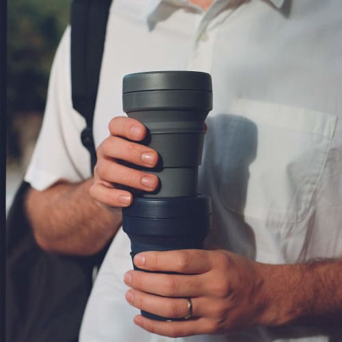 Stojo Foldable Tumbler, Pocket Cup, 355ml, Carbon Fiber