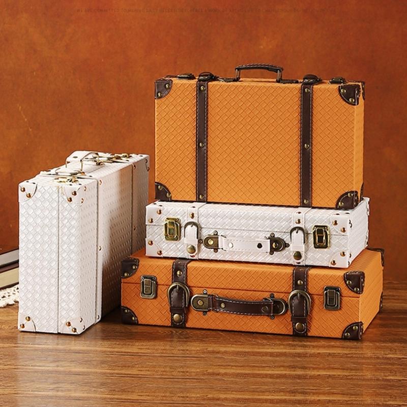 Vintage Europäischer Stil Leder und Holz Aufbewahrungsbox Tragbar Haushaltsgegenstände Organizer Für Heim Büro Dekoration
