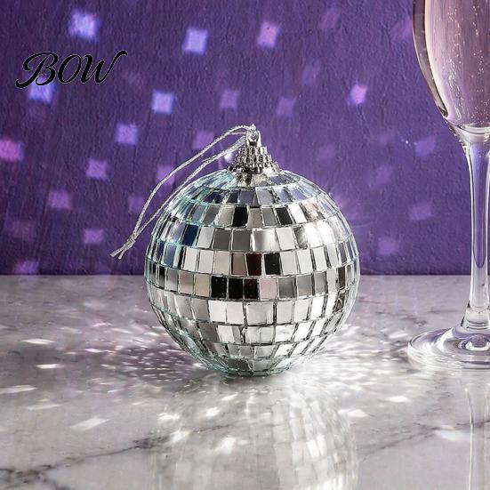 Festival Hanging Ornaments for Holidays 6 Pcs Mini Silver Disco Balls, Mirror Ball Ornaments, Reflective Balls Party Decorations Decoration with
