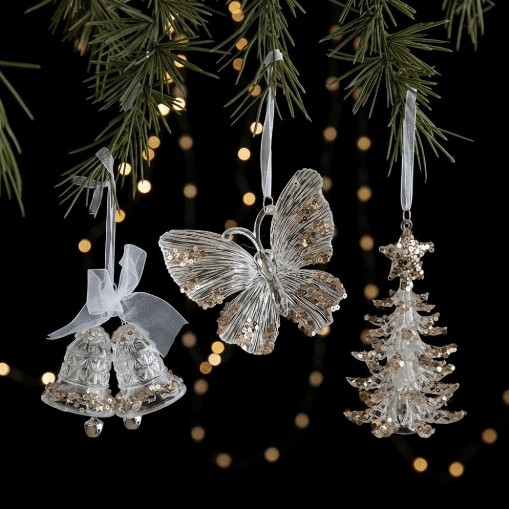 3Pcs DIY Christmas Ornament Set Acrylic Christmas Hanging Ornaments New Year Party