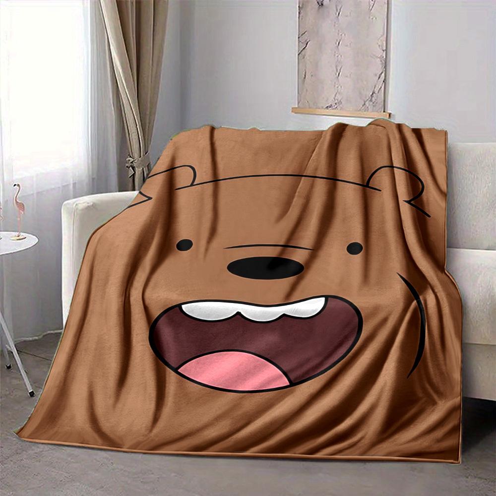 1pc We Bare Bears Flannel Throw Blanket Lightweight Soft Warm All Season Blanket for Sofa, Bed, Travel,L1028064