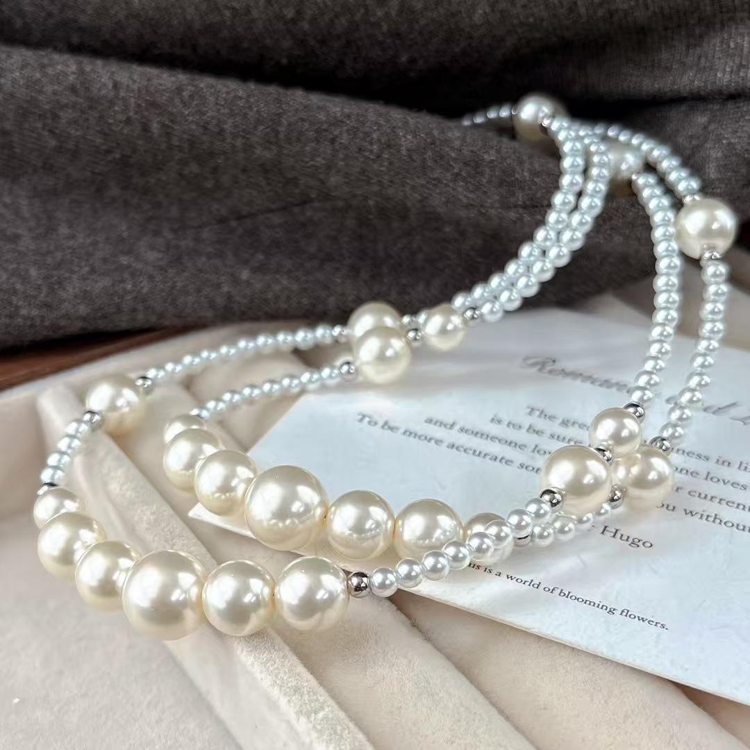 Vintage Strong Light High Quality Artificial Crystal Pearl Necklace Collarbone Chain Pendant