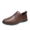 Casual leather shoes men's soft leather business daily round head men's shoes trendy lace-up breathable shoes