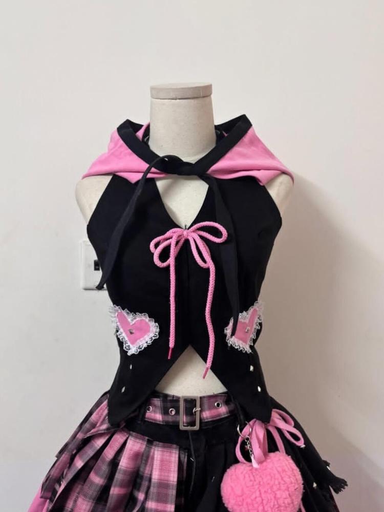 Japanese Sweet Elegant Women's 2 Piece Sets Design Lace Patchwork Y2k Tops Shorts Skirts Fashion Female Punk Outfits New 2025